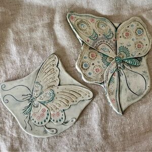 vintage EC Brinkman moth butterfly pottery wall tiles
